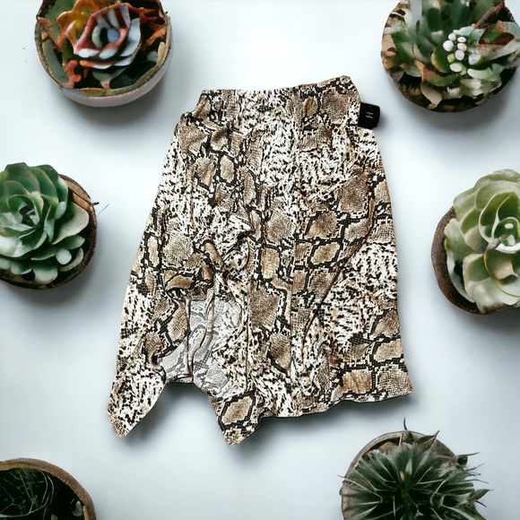 Code X Mode Brown & Black Snake Print Peek a Boo Skirt - Picture 3 of 8